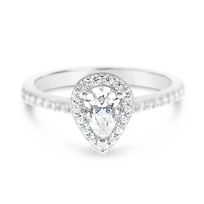 Sterling Silver Cubic Zirconia Tear Drop Ring