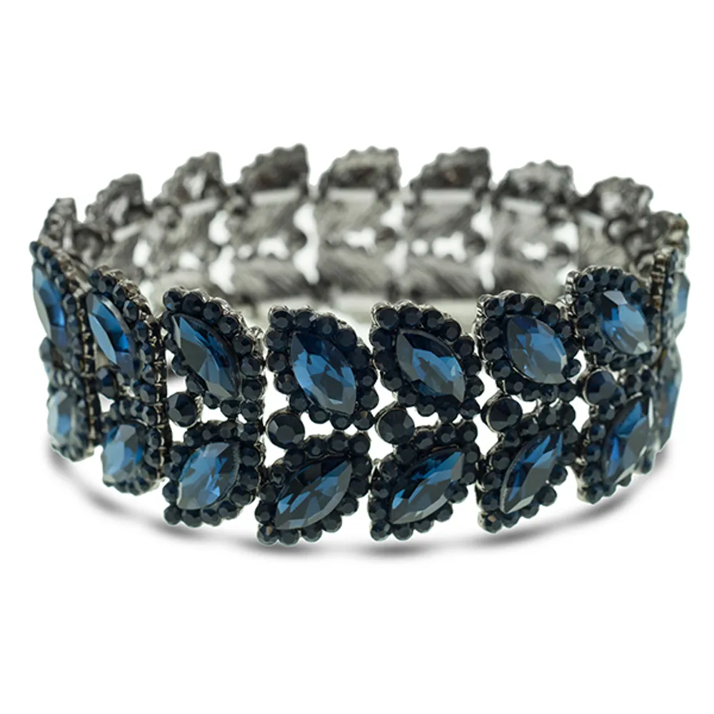 Bitter Sweet Jewellery Fashion Anita Blue Crystal Elastic Leaf Bracelet  137204