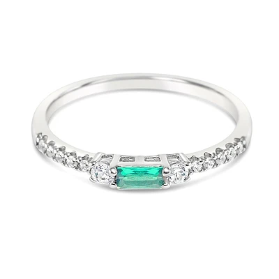 Sterling Silver Green Cubic Zirconia Ring 152218