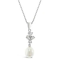 Sterling Silver Cubic Zirconia Pearl Necklace