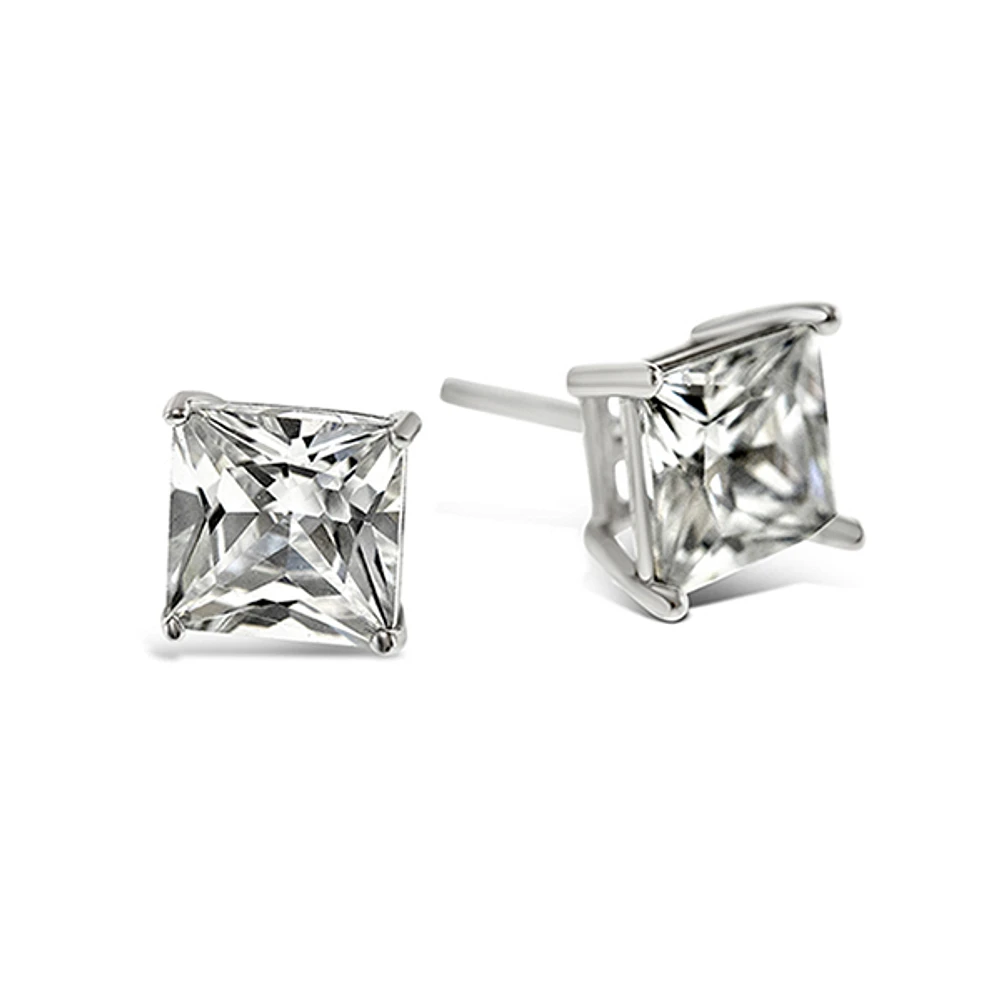 Sterling Silver Cubic Zirconia Square 3mm Studs 9001470