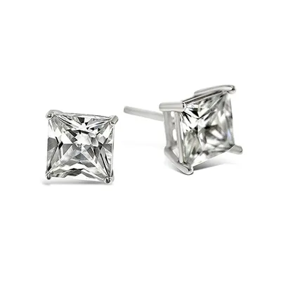 Sterling Silver Cubic Zirconia Square 3mm Studs 001470