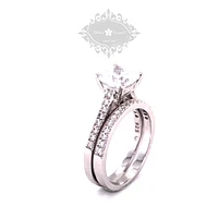 Sterling Silver Cubic Zirconia Square Cushion Set Ring 125806