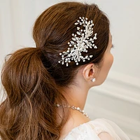 Bridal Silver Pearl Hair Clip 142035