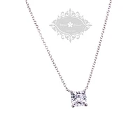 Sterling Silver Cubic Zirconia Cushion Cut 6mm Necklace 143480
