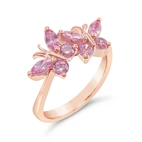 Rosegold Plated Sterling Silver Cubic Zirconia Butterfly Ring
