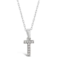 Sterling Silver Cubic Zirconia Initial T Necklace 135935