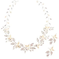 Bridal Crystal & Pearl Necklace & Earrings Set 146367