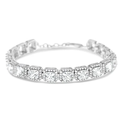 Sterling Silver 5mm Square Cubic Zirconia Tennis Bracelet 130383