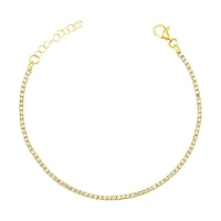 Gold Plated Sterling Silver 1mm Cubic Zirconia Tennis Bracelet