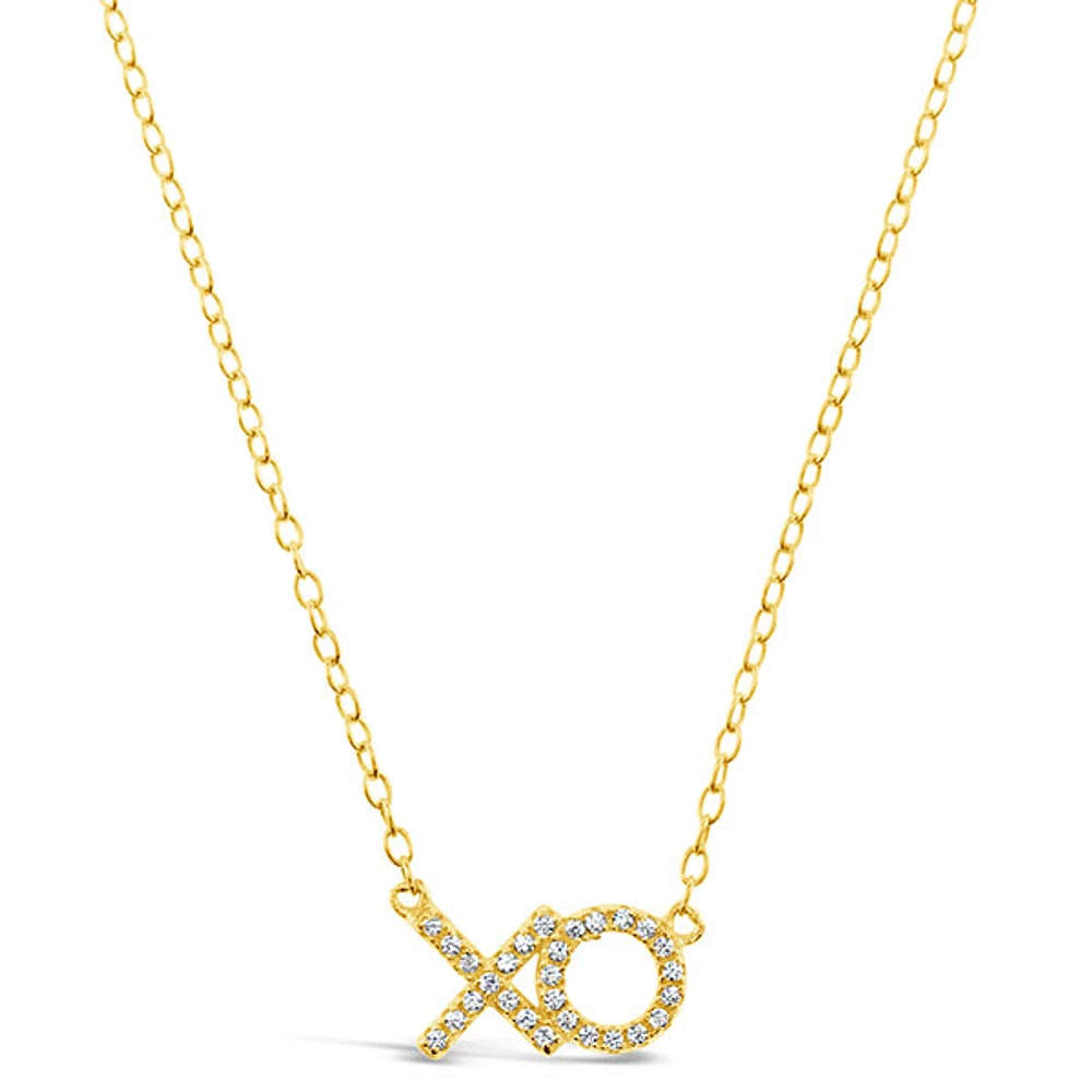 Gold Plated Sterling Silver Cubic Zirconia XO Necklace 149663