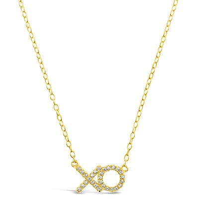 Gold Plated Sterling Silver Cubic Zirconia XO Necklace 149663