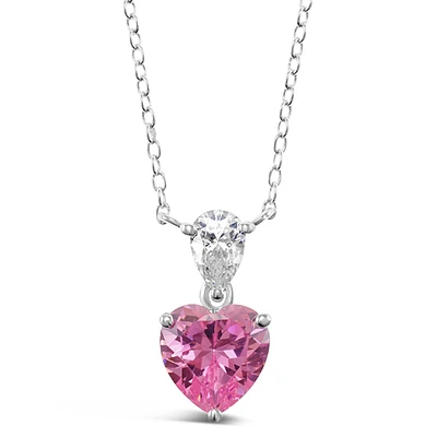 Sterling Silver Cubic Zirconia Pink Heart Necklace 144903
