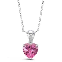 Sterling Silver Cubic Zirconia Pink Heart Necklace 144903