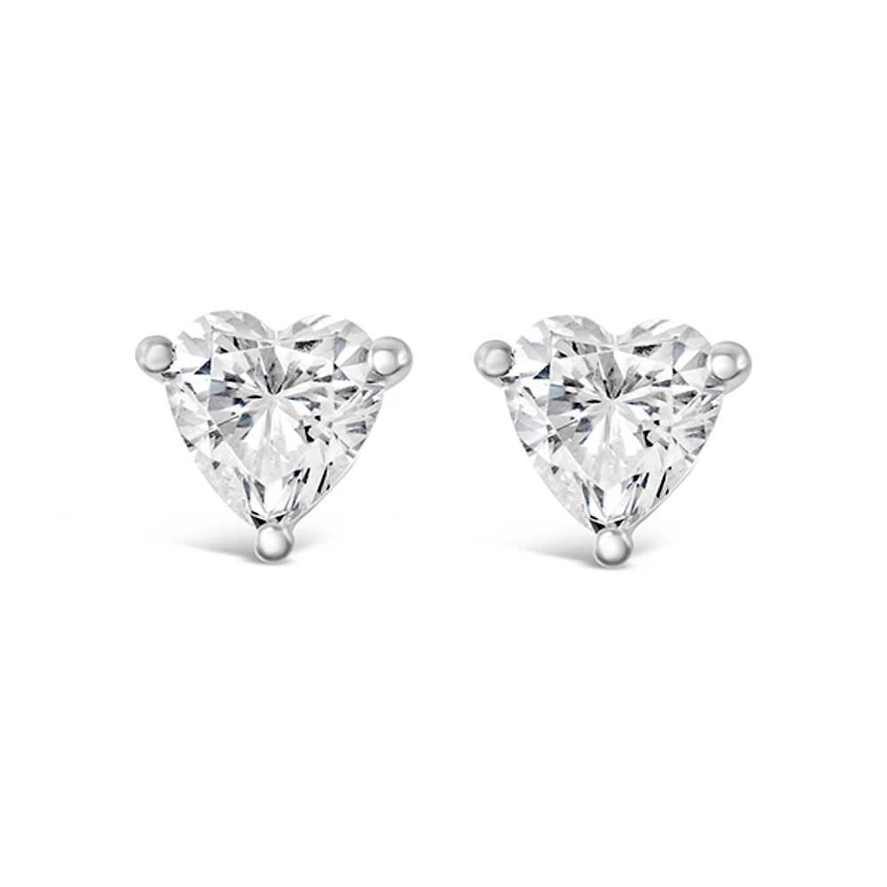 Sterling Silver Cubic Zirconia Heart 6mm Stud Earrings 148585