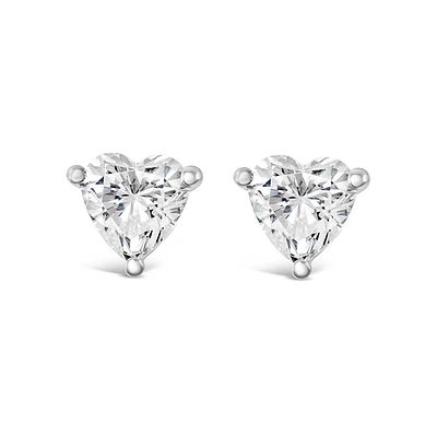 Sterling Silver Cubic Zirconia Heart 6mm Stud Earrings 148585