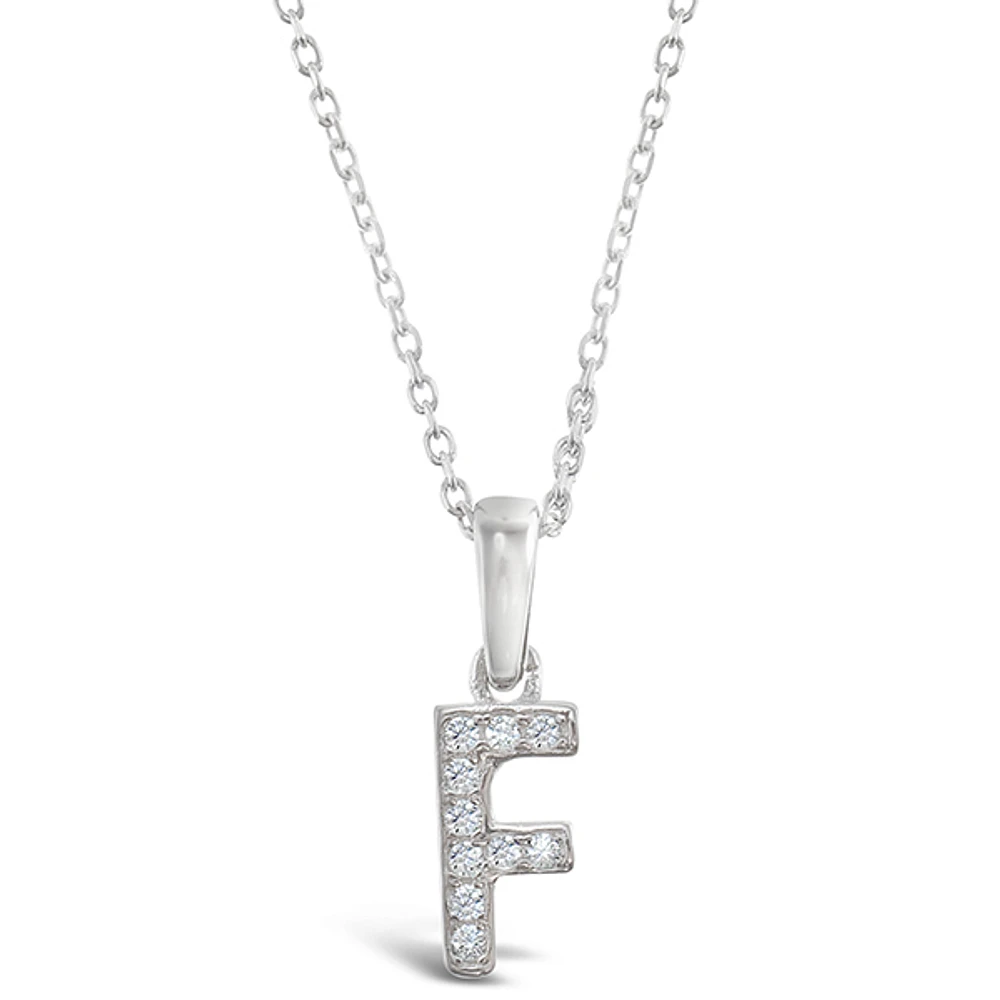 Sterling Silver Cubic Zirconia Initial F Necklace 135922