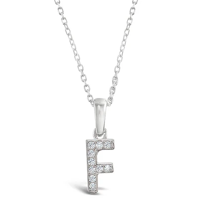 Sterling Silver Cubic Zirconia Initial F Necklace 135922