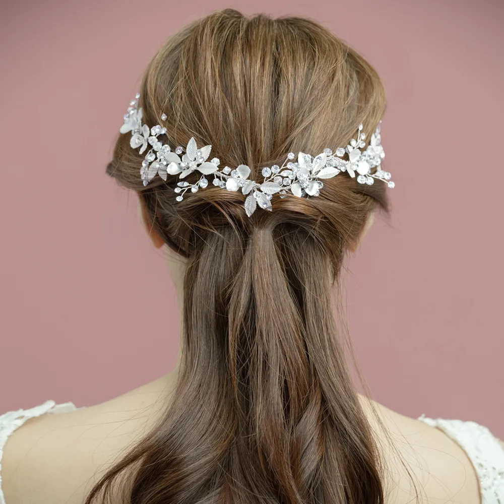 Bridal Silver leaf Hair Vine 142064