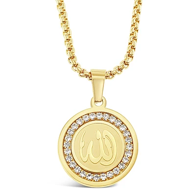 Stainless Steel Gold Allah Necklace 142826