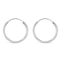 Sterling Silver Plain 12mm Hoops Earrings 132279