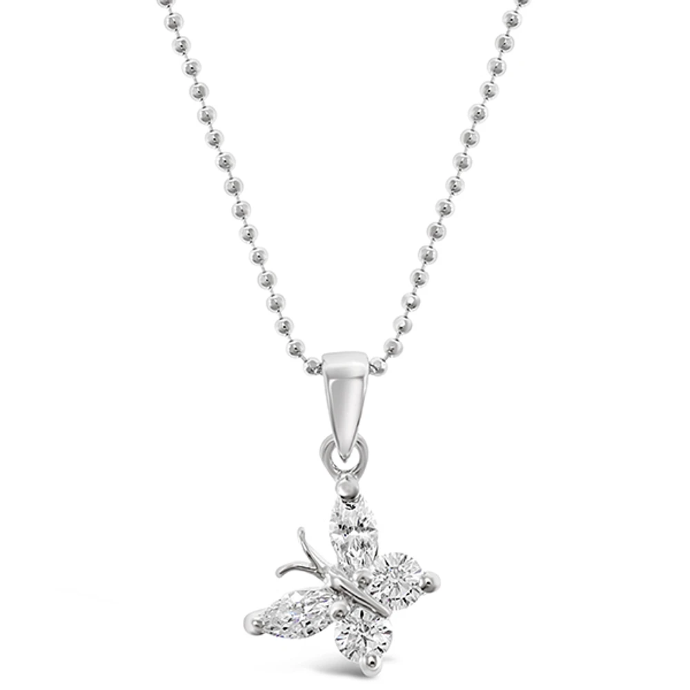 Sterling Silver Cubic Zirconia Butterfly Necklace