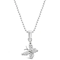 Sterling Silver Cubic Zirconia Butterfly Necklace