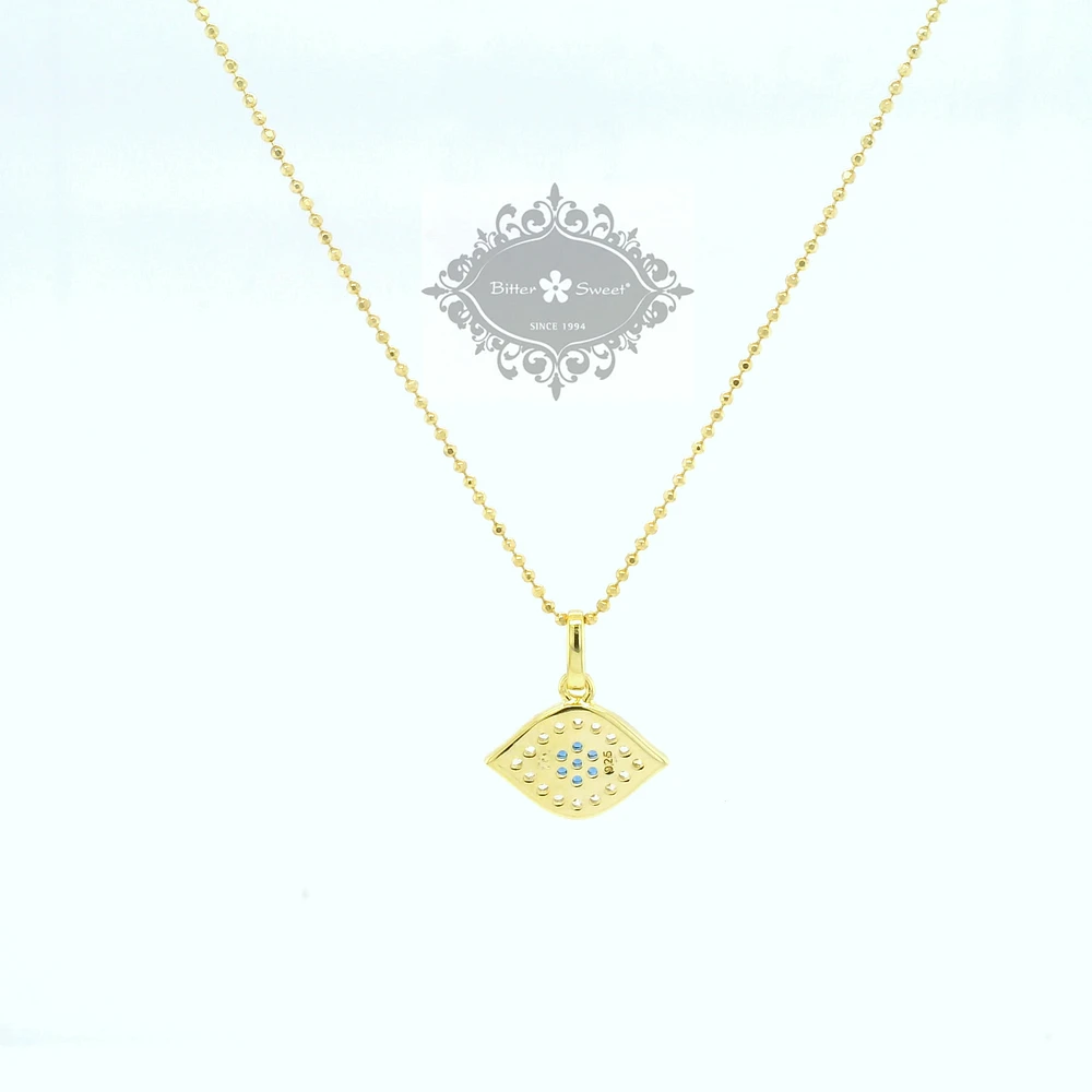 Gold Plated Sterling Silver Cubic Zirconia Evileye Necklace 147730