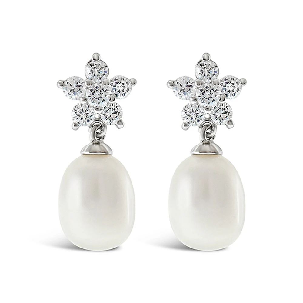 Sterling Silver Cubic Zirconia Pearl Earrings 143288
