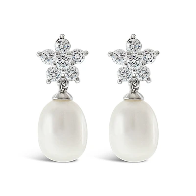 Sterling Silver Cubic Zirconia Pearl Earrings 143288
