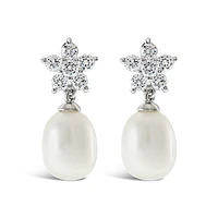 Sterling Silver Cubic Zirconia Pearl Earrings 143288