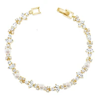 Bridal Gold Pearl Cubic Zirconia Bracelet 145924