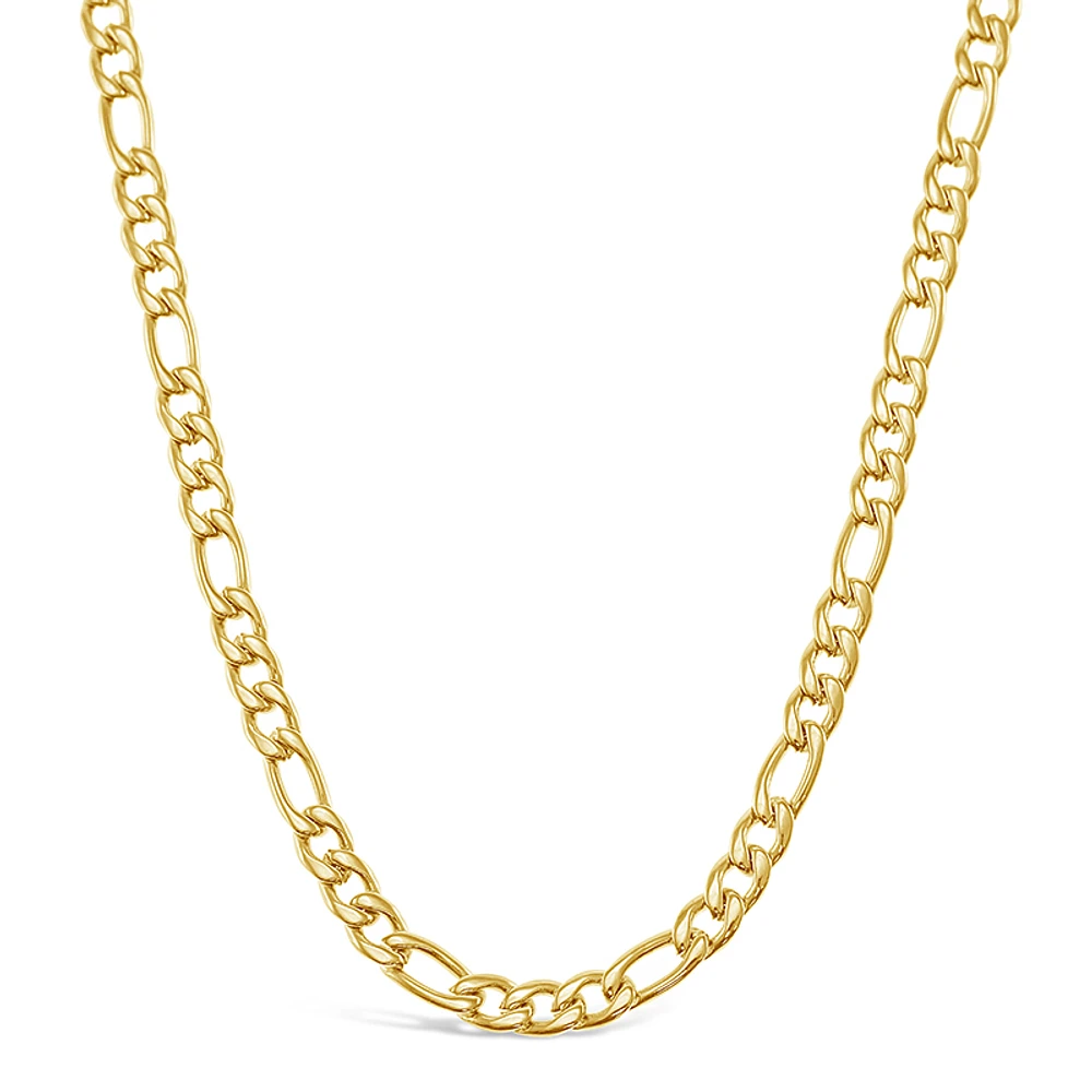 Stainless Steel Figaro 5mm Gold Necklace 142328