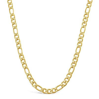 Stainless Steel Figaro 5mm Gold Necklace 142328