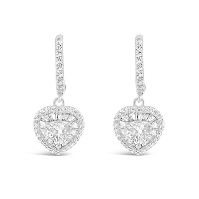 Sterling Silver Heart Cubic Zirconia Hoop Earrings 153219