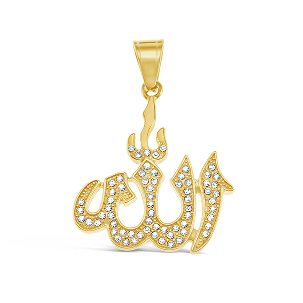 Stainless Steel Gold Allah Crystal Pendant 150682