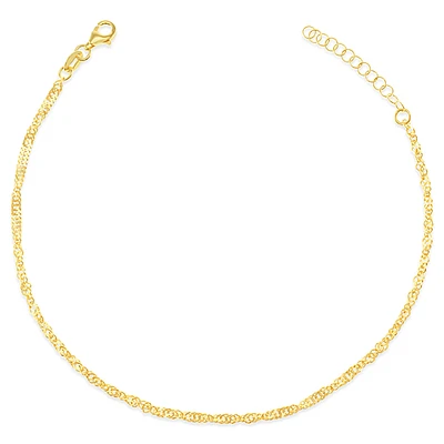 Gold Plated Sterling Silver 1.5mm Singapore Anklet 149385