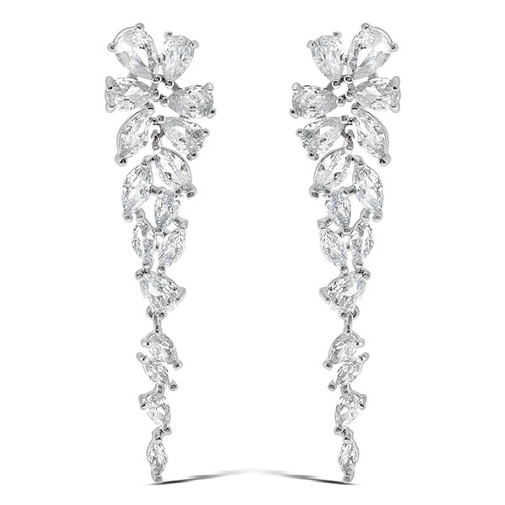 Bridal Silver Cubic Zirconia Drop Earrings 145935