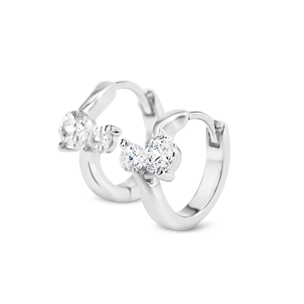 Sterling Silver Cubic Zirconia Huggie Earrings