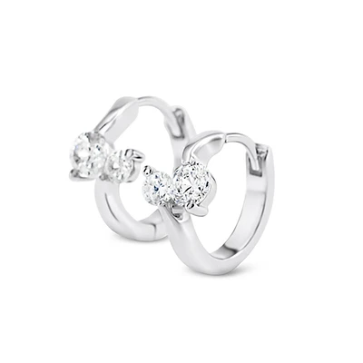 Sterling Silver Cubic Zirconia Huggie Earrings