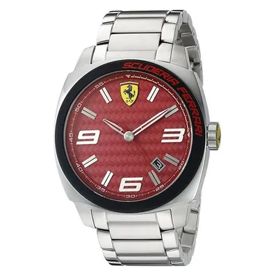 Scuderia Ferrari Mens Aero Evo Stainless Steel Red Dial Date display 128043