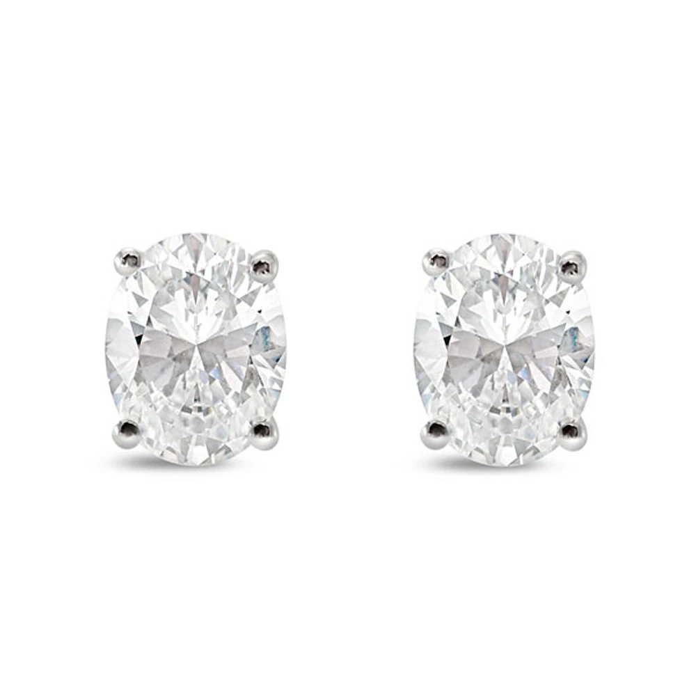 Sterling Silver Cubic Zirconia Oval 7x9mm Stud Earrings 144938