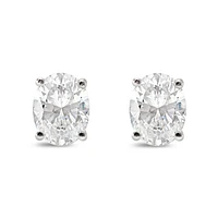 Sterling Silver Cubic Zirconia Oval 7x9mm Stud  Earrings 144938