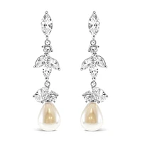 Bridal Pearl Cubic Zirconia Drop Earrings 145908
