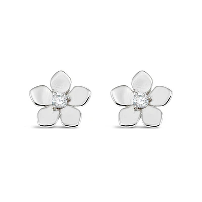 Sterling Silver Cubic Zirconia Flower Earrings 151227