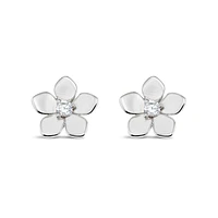 Sterling Silver Cubic Zirconia Flower Earrings 151227