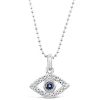 Sterling Silver Cubic Zirconia Evil Eye Necklace 143504