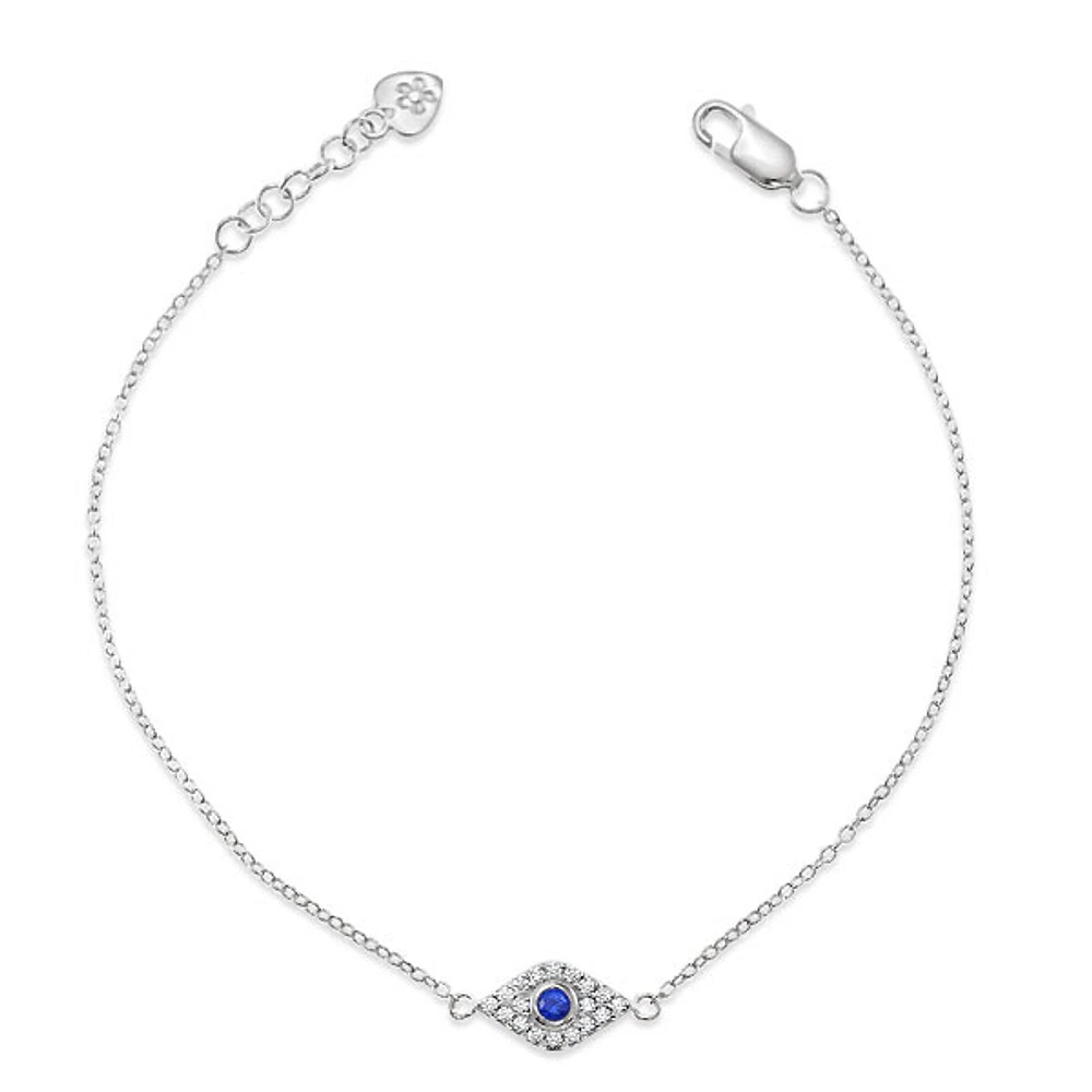 Sterling Silver Cubic Zirconia Evil Eye Bracelet