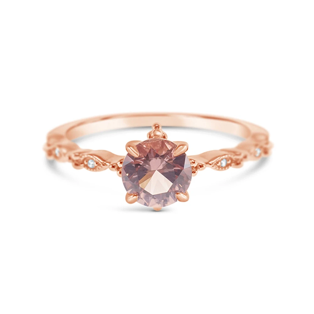 Rosegold Plated Sterling Silver Cubic Zirconia Ring