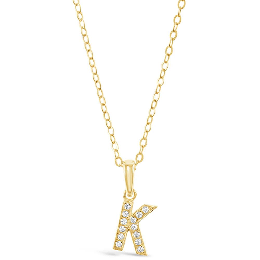 Gold Plated Sterling Silver Cubic Zirconia Initial K Necklace 147942